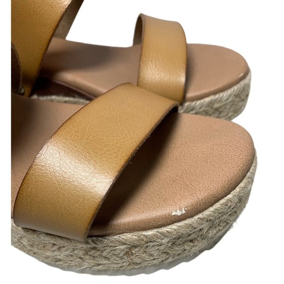 Torrid Tan Faux Leather Strappy Espadrille Platform Wedge Sandals Size 6.5W - Picture 6 of 7